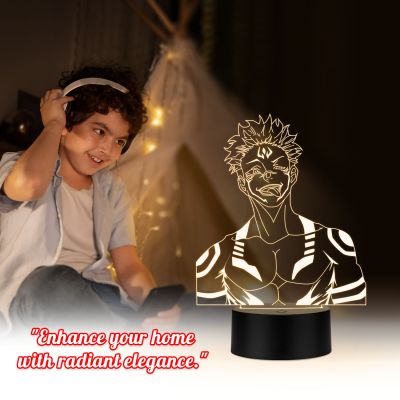 Jujutsu Kaisen Anime Led Night lamp for Bedroom Decor Night lamp Warm White Light Gift for Birthday (Wooden Base)
